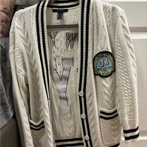 White Cable Knit Cardigan